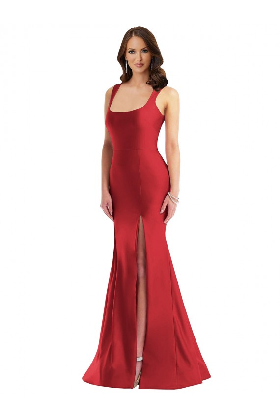 Square Neck Silk like Satin Sleeveless Red Formal Plus Size Evening Gown / Prom Dress / Bridesmaid Dress Edinburgh