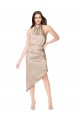 Halter Neck Silk like Satin Sleeveless Champagne Pink High Low Prom Dress / Bridesmaid Dress Edinburgh