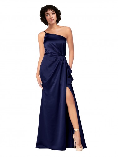 One Shoulder Silk like Satin Sleeveless Sapphire Black Tie Evening Gown / Prom Dress / Bridesmaid Dress Edinburgh
