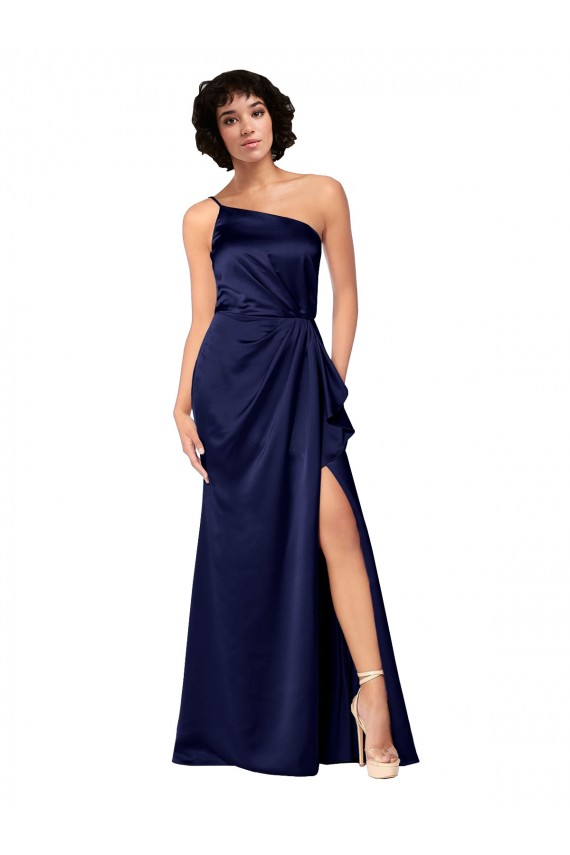 One Shoulder Silk like Satin Sleeveless Sapphire Black Tie Evening Gown / Prom Dress / Bridesmaid Dress Edinburgh