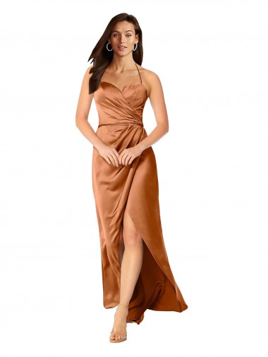 Spaghetti Straps Silk like Satin Sleeveless Low Back Orange High Low Evening Gown / Prom Dress / Bridesmaid Dress Edinburgh