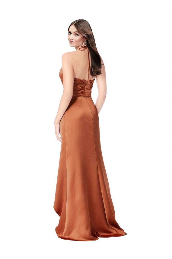 Spaghetti Straps Silk like Satin Sleeveless Low Back Orange High Low Evening Gown / Prom Dress / Bridesmaid Dress Edinburgh