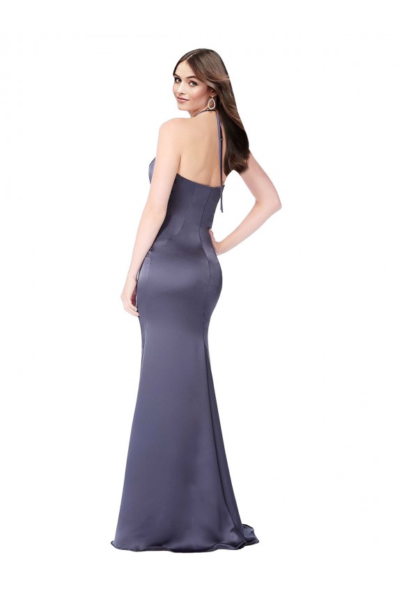 Halter Neck Silk like Satin Sleeveless Low Back Dusk Formal Evening Gown / Prom Dress / Bridesmaid Dress Edinburgh