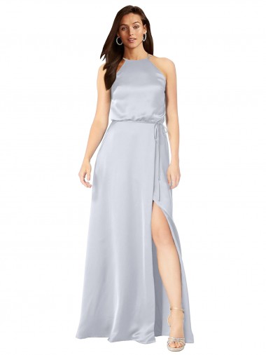 Halter Neck Silk like Satin Sleeveless Low Back Fog Formal Evening Gown / Bridesmaid Dress Edinburgh
