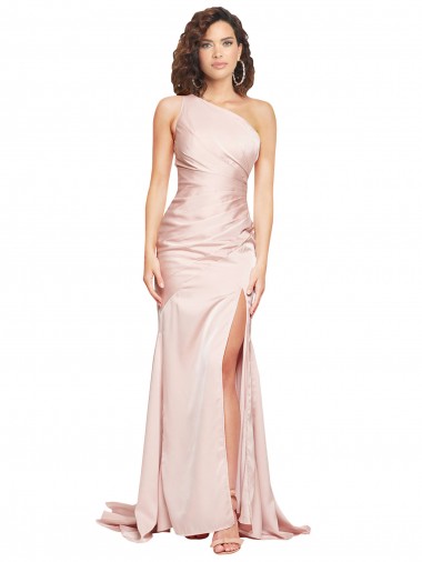 One Shoulder Silk like Satin Sleeveless Pink Black Tie Evening Dress / Prom Dress / Bridesmaid Dress Edinburgh