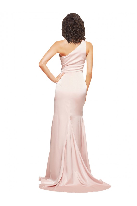 One Shoulder Silk like Satin Sleeveless Pink Black Tie Evening Dress / Prom Dress / Bridesmaid Dress Edinburgh
