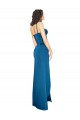 Spaghetti Straps Silk like Satin Sleeveless Long Peacock Blue Formal Evening Gown / Prom Dress / Bridesmaid Dress Edinburgh