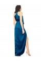 Halter Neck Silk like Satin Sleeveless Peacock Blue Formal Evening Gown / Prom Dress / Bridesmaid Dress Edinburgh