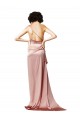 One Shoulder Silk like Satin Sleeveless Open Back Dusty Pink Formal Evening Gown / Prom Dress / Bridesmaid Dress Edinburgh