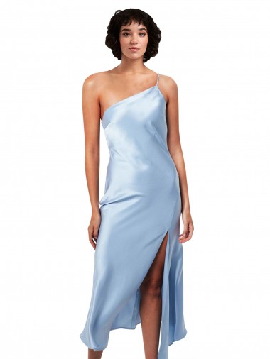 One Shoulder Silk like Satin Sleeveless Light Sky Blue Formal Evening Gown / Prom Dress / Bridesmaid Dress Edinburgh