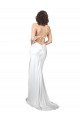 Cowl Neck Silk like Satin Sleeveless Criss Cross Open Back White Beach Wedding Dresses Edinburgh
