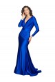 V-Neck Silk like Satin Long Sleeves V-Back Royal Blue Formal Evening Gown / Prom Dress / Bridesmaid Dress Edinburgh