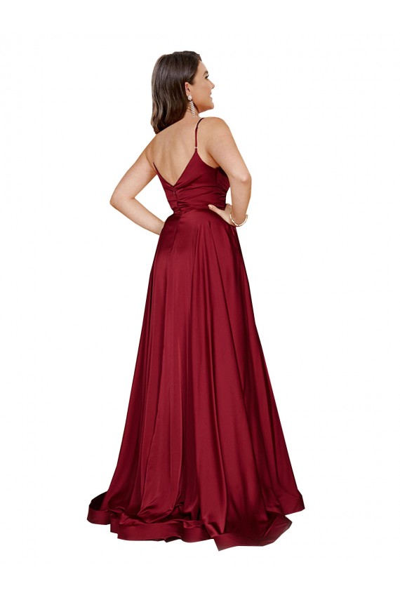 Spaghetti Straps Silk like Satin Sleeveless Low Back French Blue Black Tie Evening Gown / Prom Dress / Bridesmaid Dress Edinburgh