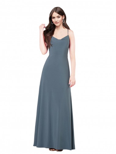 V-Neck Spandex Sleeveless Low Back Slate Grey Prom Dress / Bridesmaid Dress Edinburgh