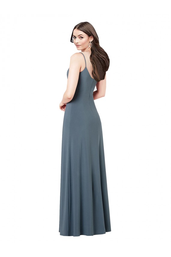 V-Neck Spandex Sleeveless Low Back Slate Grey Prom Dress / Bridesmaid Dress Edinburgh