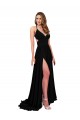 V-Neck Spandex Sleeveless Open Back Black Black Tie Evening Gown / Prom Dress / Bridesmaid Dress Edinburgh