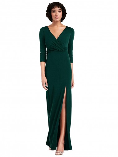 V-Neck Spandex Long Sleeves V-Back Dark Green Formal Evening Gown / Prom Dress / Bridesmaid Dress Edinburgh