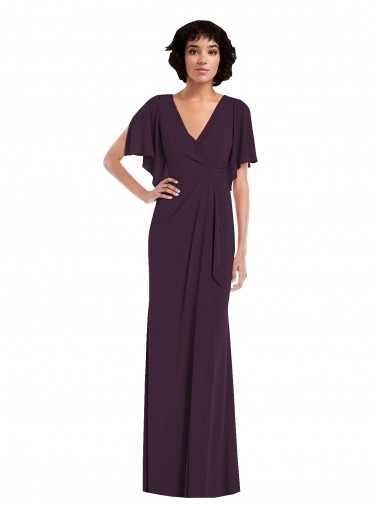 V-Neck Spandex Split Sleeves Grape Formal Evening Gown / Prom Dress / Bridesmaid Dress Edinburgh