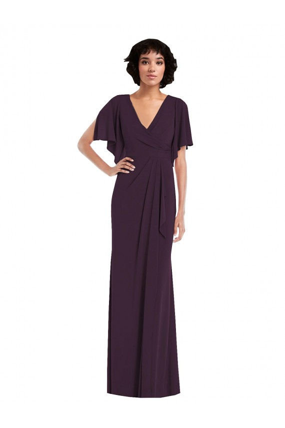 V-Neck Spandex Split Sleeves Grape Formal Evening Gown / Prom Dress / Bridesmaid Dress Edinburgh