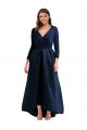 V-Neck Spandex Long Sleeves Dark Navy High Low Plus Size Evening Gown / Prom Dress / Bridesmaid Dress Edinburgh