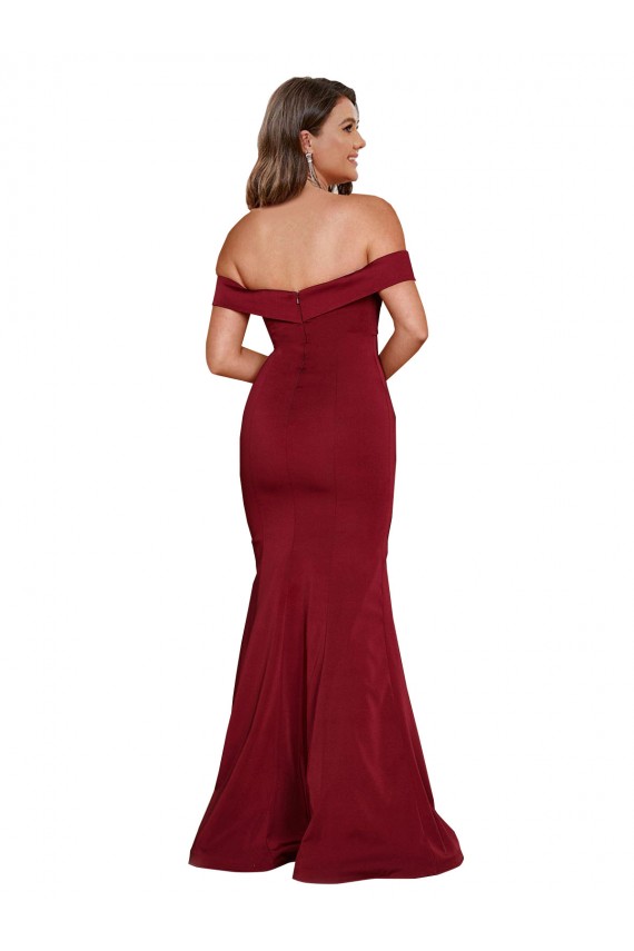 Off the Shoulder Spandex Sleeveless Burgundy Formal Plus Size Evening Gown / Prom Dress / Bridesmaid Dress Edinburgh