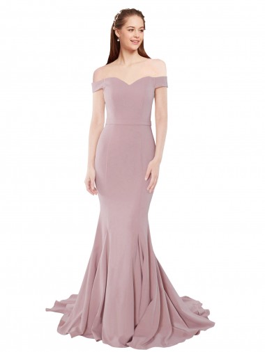 Off the Shoulder Stretch Crepe Sleeveless Dusty Pink Bridesmaid Dress / Evening Dress Edinburgh