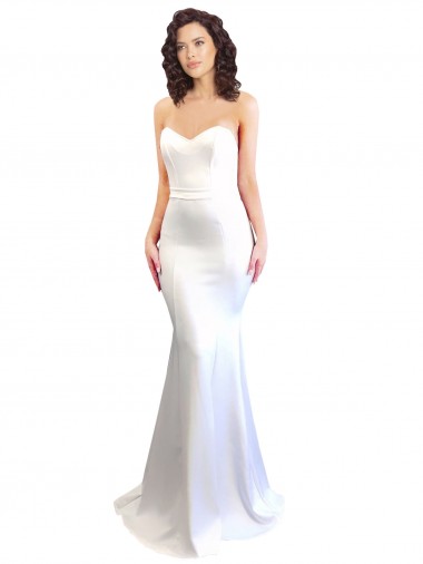 Sweetheart Stretch Crepe Sleeveless Low Back White Formal Evening Gown / Prom Dress / Bridesmaid Dress Edinburgh