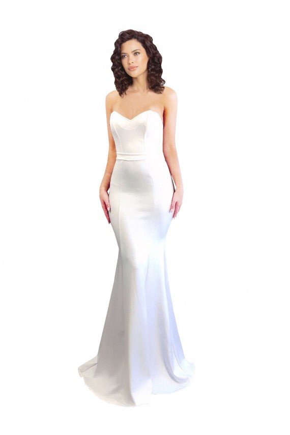 Sweetheart Stretch Crepe Sleeveless Low Back White Formal Evening Gown / Prom Dress / Bridesmaid Dress Edinburgh