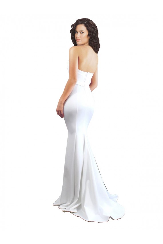 Sweetheart Stretch Crepe Sleeveless Low Back White Formal Evening Gown / Prom Dress / Bridesmaid Dress Edinburgh
