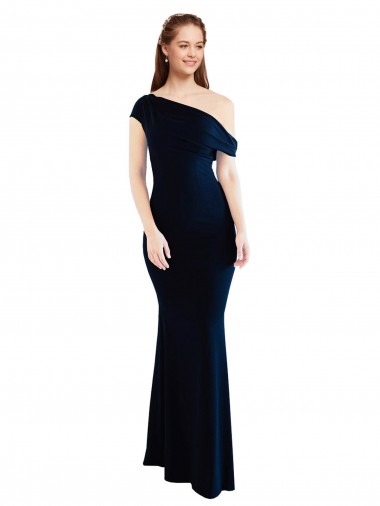 Mermaid Stretch Crepe Sleeveless Long Dark Navy Formal Evening Gown / Prom Dress / Bridesmaid Dress Edinburgh