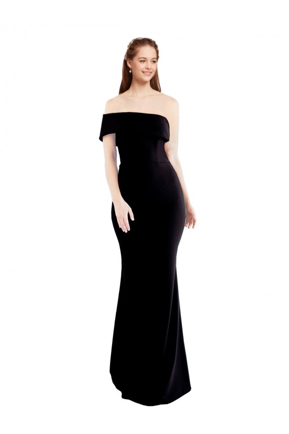 One Shoulder Stretch Crepe Sleeveless Keyhole Back Black Formal Evening Gown / Prom Dress / Bridesmaid Dress Edinburgh