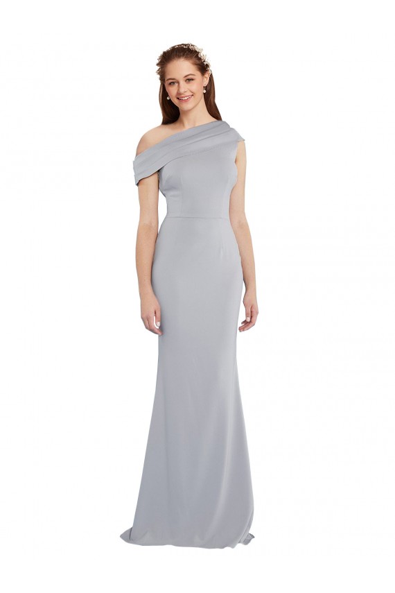 One Shoulder Stretch Crepe Sleeveless Grey Formal Dress / Bridesmaid Dress Edinburgh