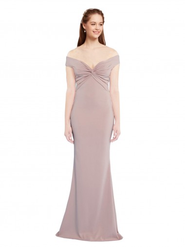 Off the Shoulder Stretch Crepe Sleeveless Keyhole Back Dusty Pink Formal Evening Gown / Prom Dress / Bridesmaid Dress Edinburgh