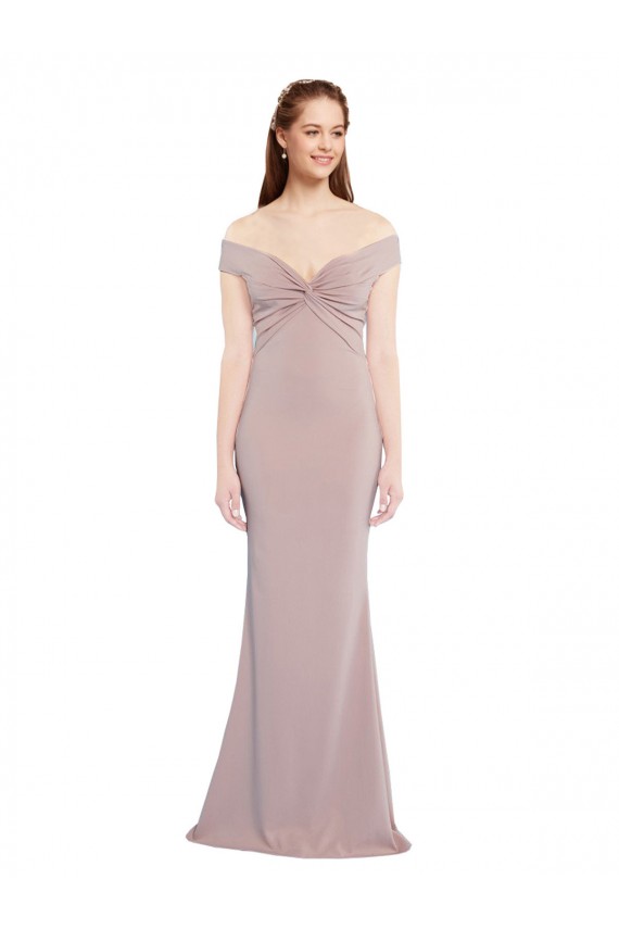 Off the Shoulder Stretch Crepe Sleeveless Keyhole Back Dusty Pink Formal Evening Gown / Prom Dress / Bridesmaid Dress Edinburgh