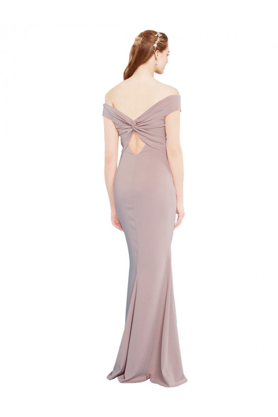 Off the Shoulder Stretch Crepe Sleeveless Keyhole Back Dusty Pink Formal Evening Gown / Prom Dress / Bridesmaid Dress Edinburgh