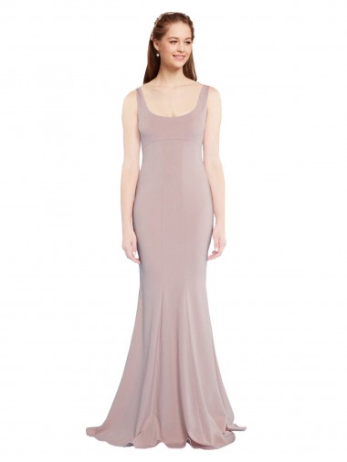 Scoop Neck Stretch Crepe Cap Sleeves Dusty Pink Formal Evening Gown / Prom Dress / Bridesmaid Dress Edinburgh