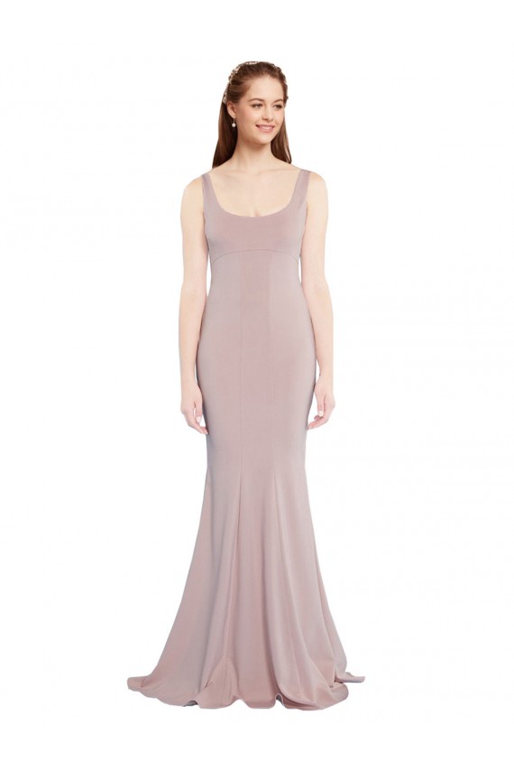 Scoop Neck Stretch Crepe Cap Sleeves Dusty Pink Formal Evening Gown / Prom Dress / Bridesmaid Dress Edinburgh