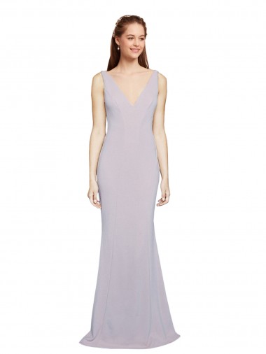 V-Neck Stretch Crepe Sleeveless Keyhole Back Arctic Lilac Formal Evening Gown / Prom Dress / Bridesmaid Dress Edinburgh