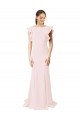 Jewel Neck Stretch Crepe Ruffle Sleeves V-Back Pink Black Tie Prom Dress / Bridesmaid Dress Edinburgh