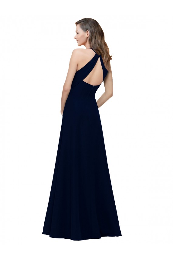 Jewel Neck Stretch Crepe Sleeveless Keyhole Back Dusty Pink Prom Dress / Bridesmaid Dress Edinburgh