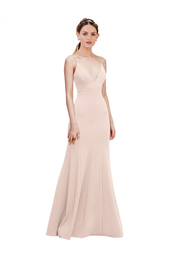V-Neck Stretch Crepe Sleeveless V-Back Pink Formal Dress / Bridesmaid Dress Edinburgh