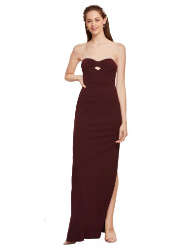 Strapless Stretch Crepe Sleeveless Burgundy Gold Formal Evening Gown / Prom Dress / Bridesmaid Dress Edinburgh