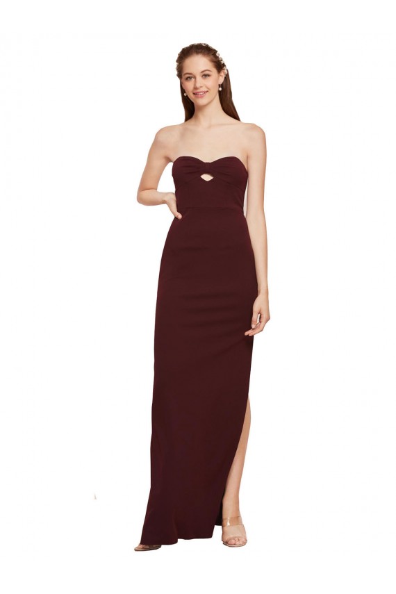 Strapless Stretch Crepe Sleeveless Burgundy Gold Formal Evening Gown / Prom Dress / Bridesmaid Dress Edinburgh