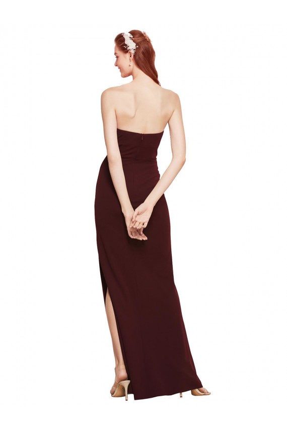 Strapless Stretch Crepe Sleeveless Burgundy Gold Formal Evening Gown / Prom Dress / Bridesmaid Dress Edinburgh