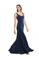 Round Neck Stretch Crepe Sleeveless Low Back Dark Navy Prom Dress / Bridesmaid Dress Edinburgh