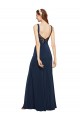 Round Neck Stretch Crepe Sleeveless Low Back Dark Navy Prom Dress / Bridesmaid Dress Edinburgh