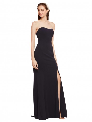 Strapless Stretch Crepe Sleeveless Low Back Dark Navy Formal Evening Gown / Prom Dress / Bridesmaid Dress Edinburgh