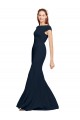 Boat Neck Stretch Crepe Sleeveless Open Back Dark Navy Formal Evening Gown / Prom Dress / Bridesmaid Dress Edinburgh