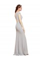 Boat Neck Stretch Crepe Sleeveless Open Back Dark Navy Formal Evening Gown / Prom Dress / Bridesmaid Dress Edinburgh