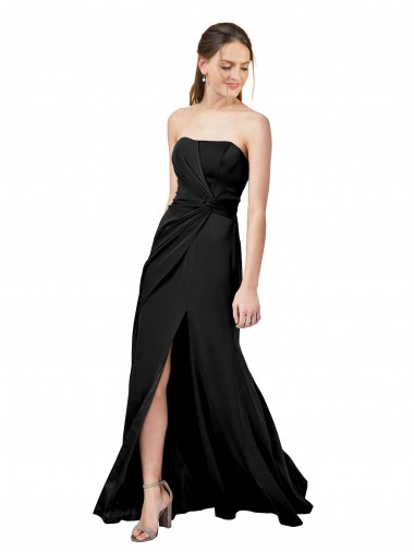 Strapless Stretch Crepe Sleeveless Low Back Black Formal Dress / Bridesmaid Dress Edinburgh